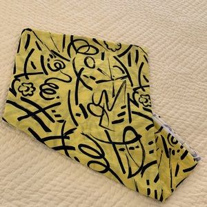 Vtg Unused fabric 80s 84"x57" yellow black by Tandem Textiles